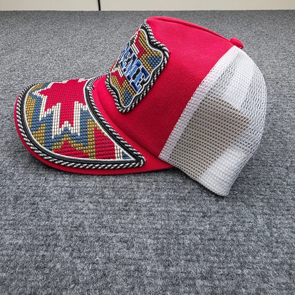 SUPREME Western Embroidered Mesh Back Trucker Hat Red SS26 New In Bag In Hand